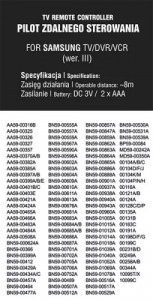 Samsung III univerzális távirányító, TV, VCR, DVR