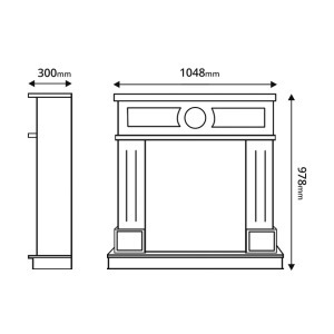 Kandallókészlet Ambasador & Cris, Art Flame, 1000x1048x300 mm, 1500 W