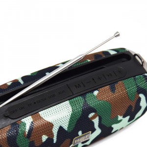 Vezeték nélküli Bluetooth hangszóró - rádióval és zseblámpával / terepmintás (HF-F866)