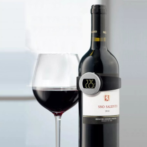 Digitális borhőmérséklet mérő, DIY1731 boros üvegre bordó hőmérő, bordó