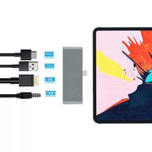 4in1 USB hub: USB-C -> USB 3.0/4K HDMI/USB-C/3.5mm jack, 60W gyorstöltés