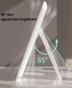 Érintős kozmetikai sminktükör, LED fényerő, támasztó, akkumulátor, fehér