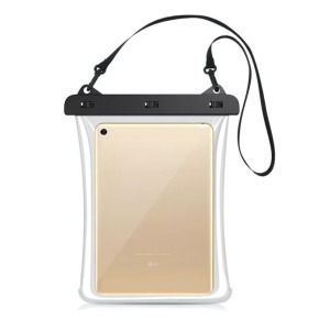 Univerzális vízálló védőtok, tablet és okostelefonhoz, fekete-átlátszó