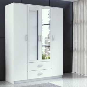 Drohmo Romana 160 gardróbszekrény tükörrel, 160x205x52 cm, fehér