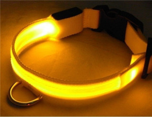 LED kutya nyakörv világító kutyanyakörv citrom sárga M