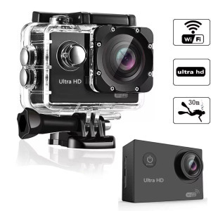 Sportkamera, WiFi-s, 12MP, FullHD, 30m-ig vízálló, A+ 170°, ezüst