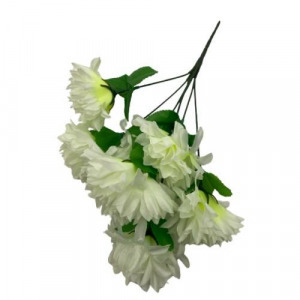 Krizantém művirág csokor, 7 virággal 30 cm - fehér - MS-1010