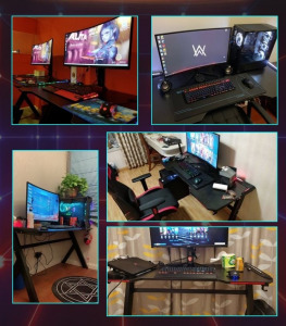 Apollon R5 Beépített ledes gamer asztal 140cmx60cmx73cm