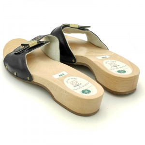 Olasz csatos gyógypapucs, anatómiai papucs, valódi bőr, sötétkék, 34