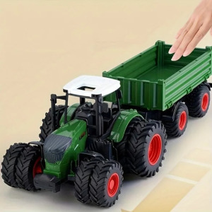 Élethű 42cm-es farm traktor játékkészlet pótkocsival