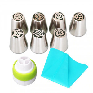 Sütemény díszítő készlet habzsákkal tulipán alakú