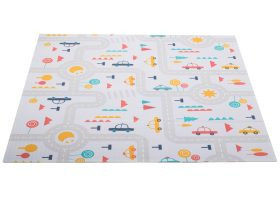 Összecsukható kétoldalas habszivacs oktatószőnyeg, játszószőnyeg utcai és erdei mintával - 177x158 cm