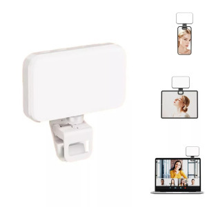 Hordozható szelfi LED, fénykép/videó/smink, fényerő/színhőmérséklet, fehér