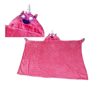 Szuperpuha kapucnis takaró világító szemekkel, pink unikornis - MS-1036
