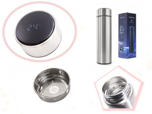 SMART LED kijelzős thermo termosz bögre - 500ml - ezüst