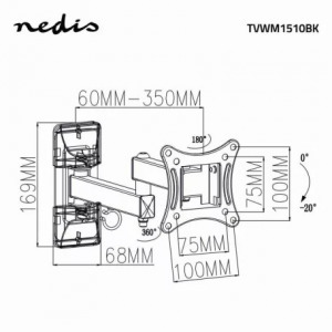 Nedis mozgatható TV fali tartó , 13-27 , max súly: 15kg