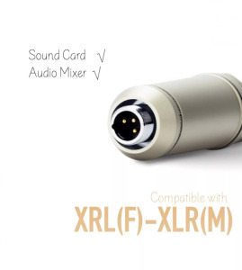 Kondenzátor stúdió mikrofon, vezetékes, szélzaj-védő szivacs, aranybarna