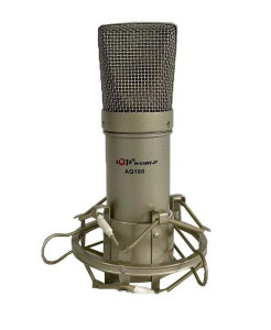 Kondenzátor stúdió mikrofon, vezetékes, szélzaj-védő szivacs, aranybarna