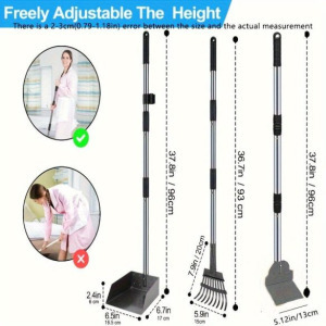 Kutyaürülék-felszedő - állítható hosszú nyél, tartós rozsdamentes acél gereblye és tálca