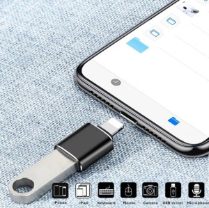 OTG átalakító adapter (USB 3.0-ról Lightning), fekete