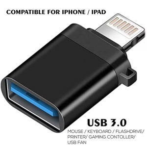 OTG átalakító adapter (USB 3.0-ról Lightning), fekete