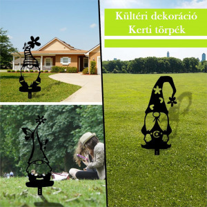 Mókás kerti törpék - nagy, virágos sapkás