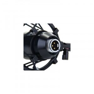 Klasszikus kondenzátor mikrofon podcast-hez, kiegészítőkkel, arany színű védőráccsal