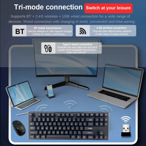 Vezeték nélküli gaming billentyűzet + egér, RF8090, nemzetközi, fekete