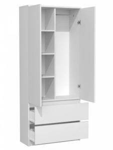 Drohmo SS-90 gardróbszekrény, 90x180x50 cm, fehér