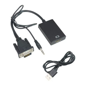 VGA+Jack->HDMI átalakító adapter, 3.5mm Jack kábellel, 25cm VGA, 50cm Jack