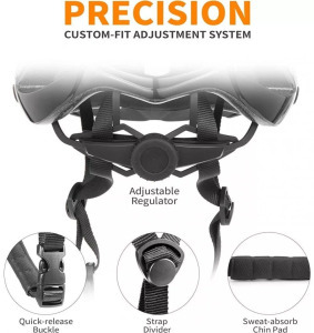 Női/Férfi kerékpáros sisak, S 50-54cm, fényvisszaverő csíkok, fekete