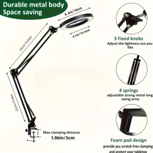 Állítható LED nagyító lámpa, nagyító üveg lámpa szorítóval
