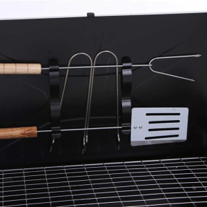 Összehajtható kerti kemping grillsütő, spatula, csipesz, és nyárs készlettel, 44 x 27 x 47 cm