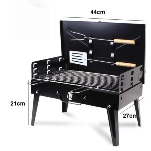Összehajtható kerti kemping grillsütő, spatula, csipesz, és nyárs készlettel, 44 x 27 x 47 cm