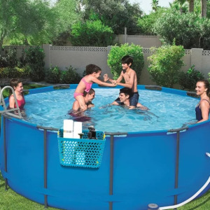 Medencefalra akasztható tárolókosár kék