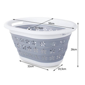 Összecsukható szennyeskosár 25 liter - fehér/szürke