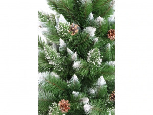 Műfenyő havas ágvéggel, tobozzal díszítve - 120cm