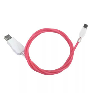Adat- és töltőkábel, USB-C/USB, villogó LED fénnyel, 2A, 1 méter, piros
