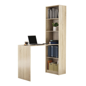 Odell R50 könyvespolc és íróasztal kombinációja, 50x181x125 cm, sonoma