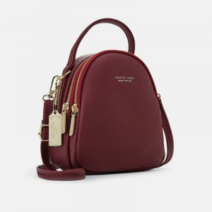 Kis női bőrtáska - bordó