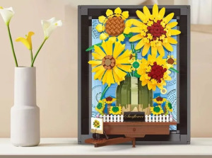 Van Gogh Napraforgók - 3D építőjáték festmény (képkerettel) 1277darabos