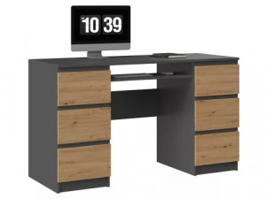 Riano MIX Kuba számítógépasztal, 130x76x51 cm, antracit-tölgy