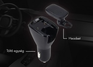 Autós USB töltő és BT Headset 2in1 Kettő USB kimenettel - Minden azonnal kéznél!