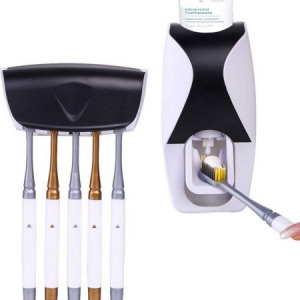 Fogkrém adagoló, fogkefe tartó - fekete - MS-826