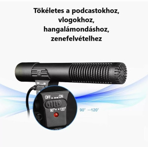 Vetetékes kondenzátor mikrofon, sztereó, vlogging interjú videofelvételhez