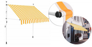 Feltekerhető napellenző, sárga csíkos, 350x120 cm