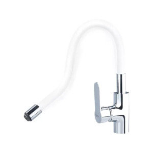 Balletto mosogató csaptelep hajlékony szilikon kifolyó csővel, 35mm, fehér
