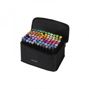 Kétvégű marker filctollkészlet táskában, 80 db-os, varázslatos színekben