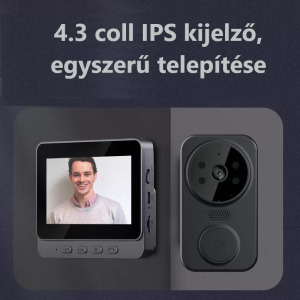 Vezetéknélküli videós kapucsengő, 4.3