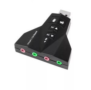 Külső USB 2.0 hangkártya, 7.1 csatorna, hangerő + némító gomb, fekete